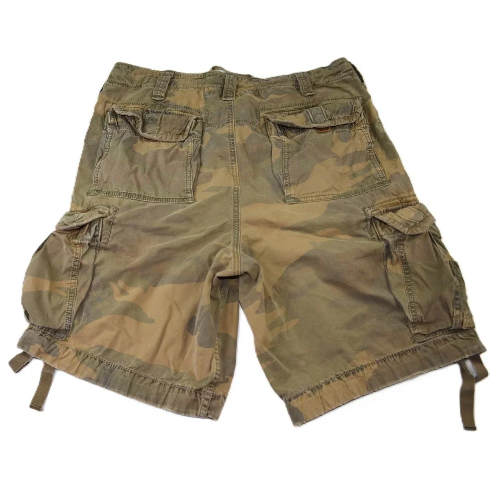 Abercrombie & Fitch Mens Camo Cargo Shorts Paratroops Cotton Green Brown Size M